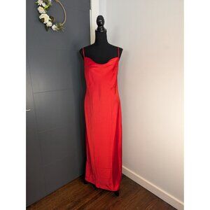 NWT Old‎ Navy The Occasion by Old Navy Satin Cowl Maxi Dress in Bright Coral - M